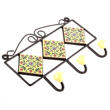 Yellow Forest Green Leaf Tiles Hooks